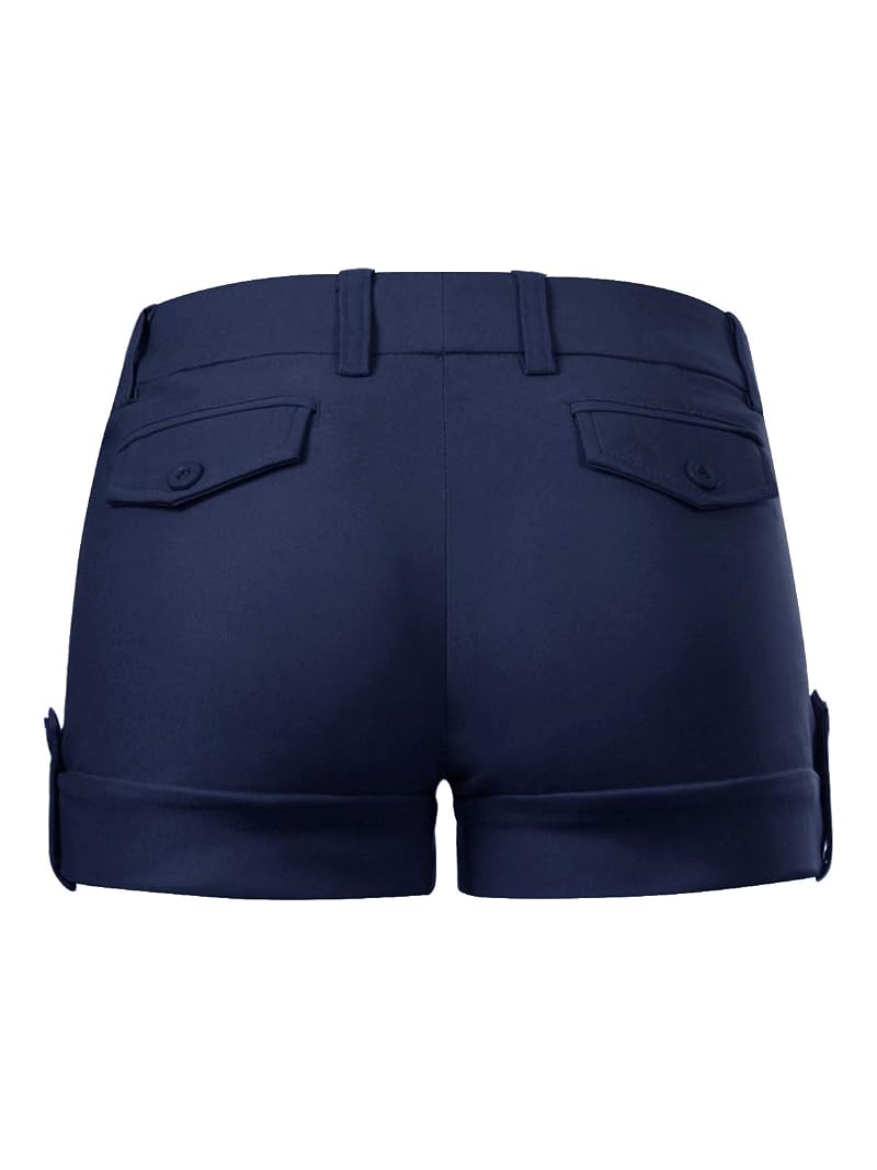Design by Olivia Women's Stretch Cuffed Shorts - Navy, Medium