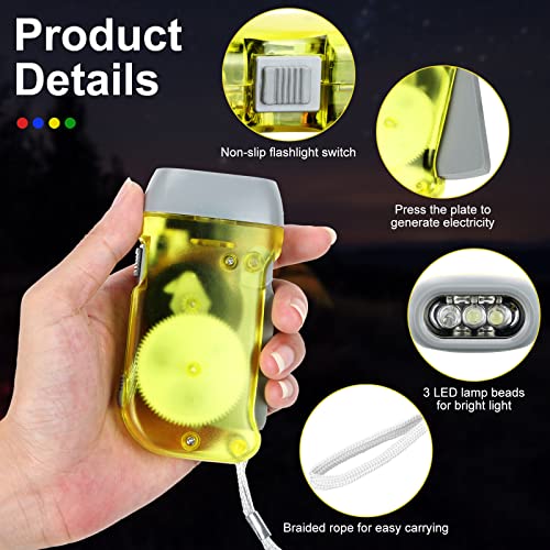 48 Pcs Hand Crank LED Flashlights Set for Emergency & Outdoor Use - Multi Color
