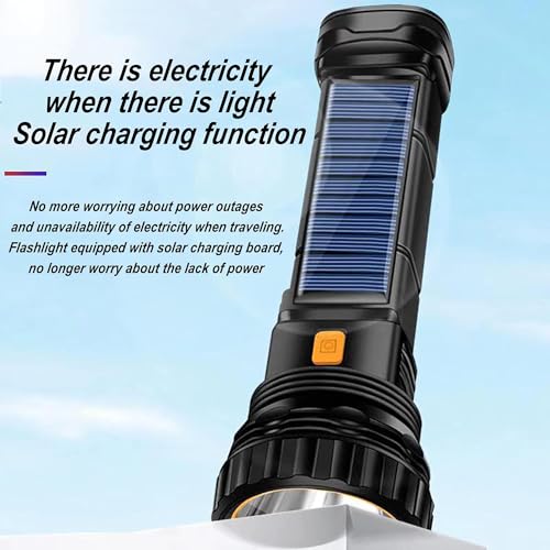 E-SHIDAI 6-Pack Black Solar Rechargeable LED Flashlights 1000 Lumens, Emergency Power Bank