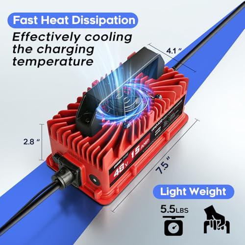 15 Amp Golf Cart Charger for 48V EZGO RXV & TXT - Red Variation