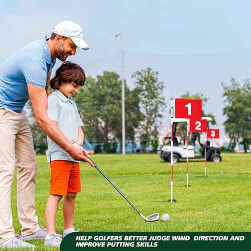 3-Pack Golf Flagstick Set with 6ft Poles, Numbered Flags & Cups for Practice