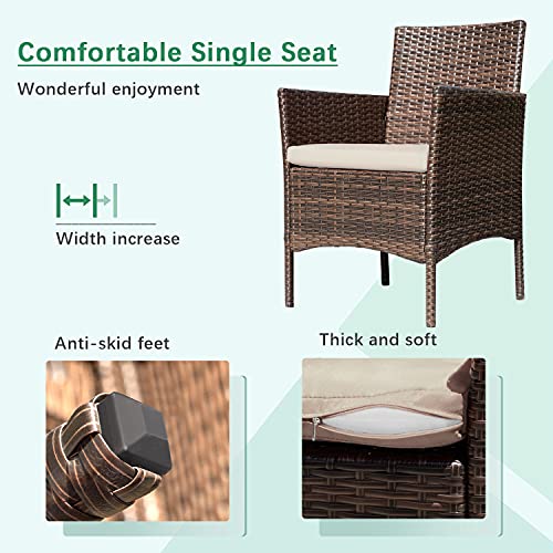 Outdoor Patio Furniture 4-Piece Conversation Set with Cushions - Black and Beige