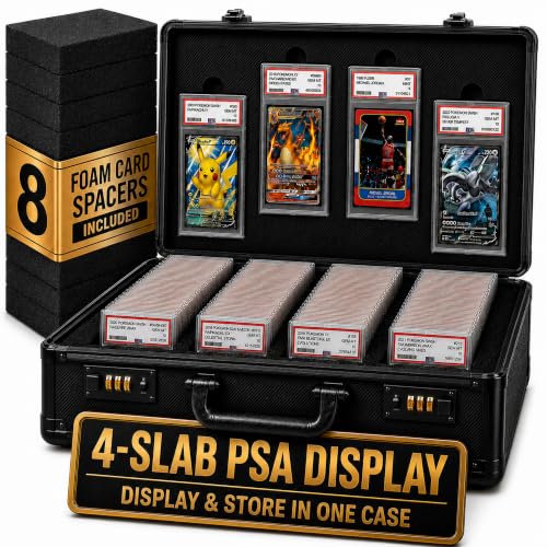 Everion 4-Row Card Storage Box with Lock for PSA, BGS, SGC Slabs - Holds 640+ Toploaders, Foam Inserts