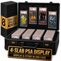 Everion 4-Row Card Storage Box with Lock for PSA, BGS, SGC Slabs - Holds 640+ Toploaders, Foam Inserts