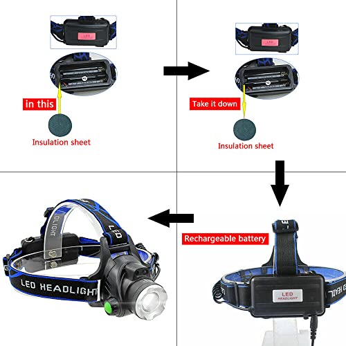 Rechargeable LED Headlamp with 3 Modes & Zoom - Super Bright Head Light A