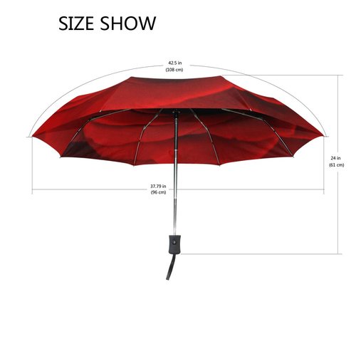 FORMRS Compact Travel Umbrella Red Rose Auto Open Close Umbrella Windproof Anti-UV