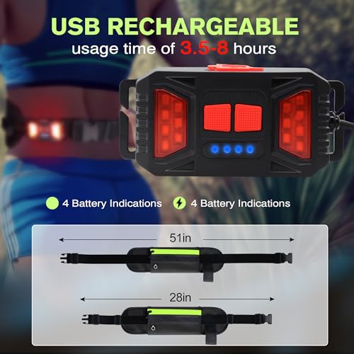 EGUKU Black Running Belt with 1000Lumens Night Light and Water Bottle Holder