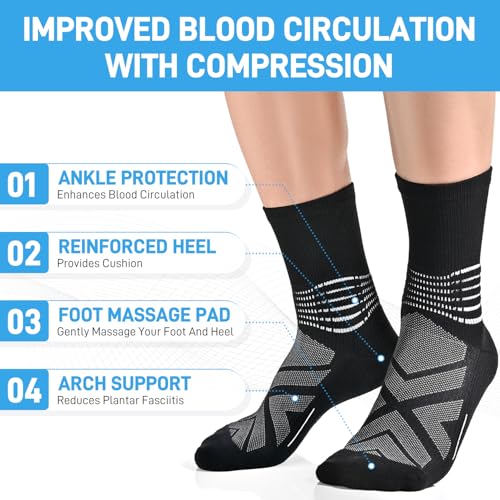 IRAMY X-Large Compression Ankle Socks Men Women 3 Pack - Plantar Fasciitis Relief, Wicking, Breathable Mesh for Running Hiking