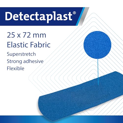 Blue Metal Detectable First Aid Bandaids - 0.98 x 2.83 in, 100 pcs, Flexible, Latex-free