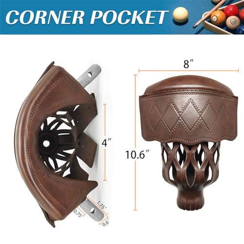 Heavy Duty PU Leather Billiard Pool Table Pockets Set of 6 - Burgundy