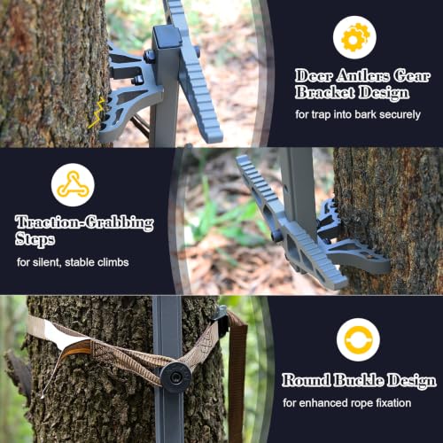 Kalkal 20" Aluminum Tree Stand Climbing Sticks for Saddle Hunting - Grey, 4 Pack