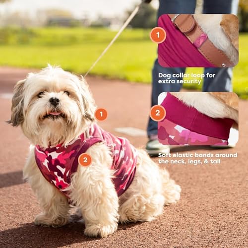 Dog Recovery Suit Pink Camouflage 2XL - Post-Surgery Protective Clothing for Dogs, Neck to Tail 31.5-36.2 Inches