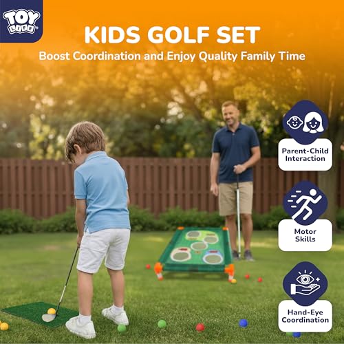 TOY Life 1 Pack Golf Cornhole Set with Chipping Mat & Foam Balls - Backyard Outdoor Golf Game for Adults & Kids