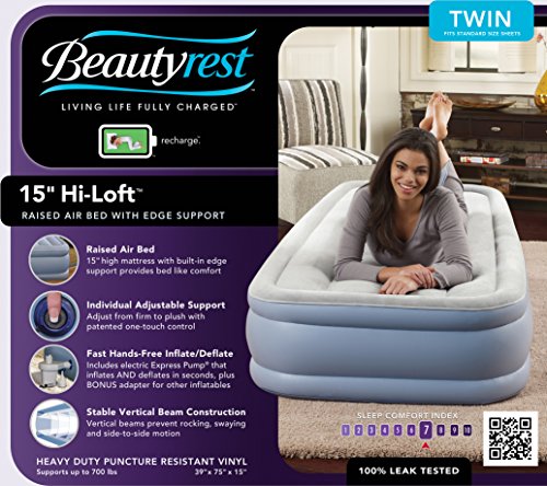 Twin Size Air Mattress with Vertical Beam Support - Guest & Camping Bed