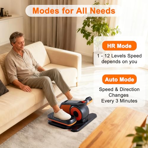 Under Desk Elliptical Machine Black & Orange 15.5x15.2x8.6 Inches Compact Pedal Exerciser