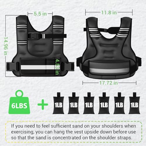 Black Adjustable Weighted Vest for Women, 6-12lb U-Shaped Fitness Vest