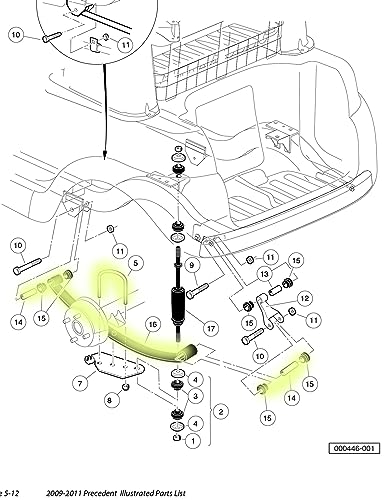Heavy Duty Rear Leaf Spring Kit for Club Car Precedent Golf Cart, 4-Leaf Design