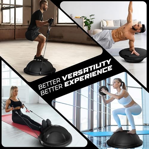Yes4All Full Black Upgrade Combo Half Ball Balance Trainer for Full Body Workouts