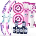 Kids Bow and Arrow Set with LED Light Up Arrows - Purple+White, 2 Pack