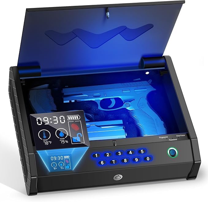 MOLICAR Biometric Gun Safe for Handgun Quick Access Nightstand Security Safe