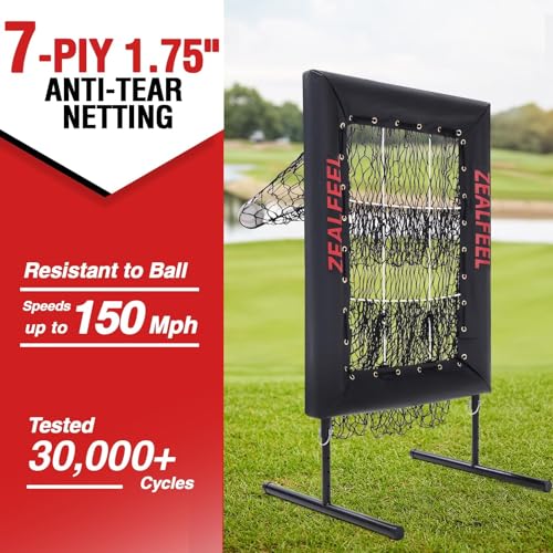 Baseball Pitching Net with 9-Hole Target & 5 Adjustable Heights - Durable Training Aid
