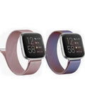 2 Packs Stainless Steel Metal Bands Compatible with Fitbit Versa 2 Bands Women, Metal Mesh Loop Adjustable Replacement Strap for Fitbit Versa/Versa Lite/Versa SE Smart Watch (S)