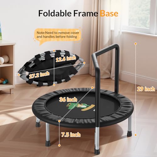 BCAN Kids 36'' Indoor Toddler Trampoline with Foam Handle - Black
