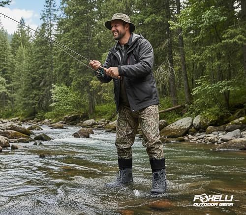 Foxelli Lightweight Wading Boots for Men - Grey, Rubber Sole Fly Fishing Shoes - Variation 11
