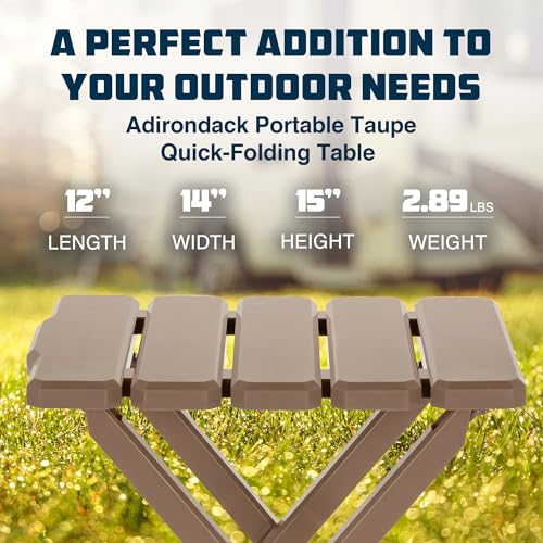 Camco Adirondack Folding Plastic Side Table Taupe 2 Pack