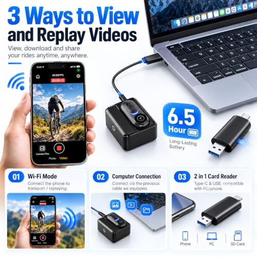4K Wearable Body Camera with 64GB Storage - Action Camera for Vlogging, Hiking & Travel