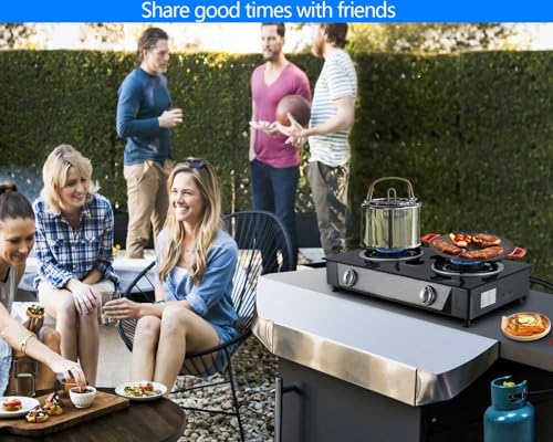 Horynar Glass 2 Burner Propane Stove 26000 BTU Auto Ignition Outdoor Cooking