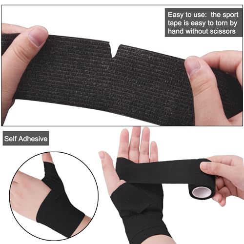 BQTQ 108 Rolls Self Adhesive Bandages 2 Inch Black Medical Tape for First Aid