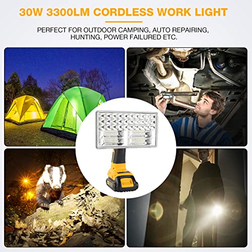 8-Inch LED Work Light 3300LM 30W Flood & Spot Light for Dewalt 20V Battery