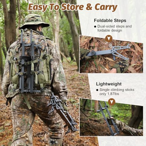 Kalkal Aluminum Climbing Sticks for Hunting - Lightweight, Non-Slip Tree Stand Accessory