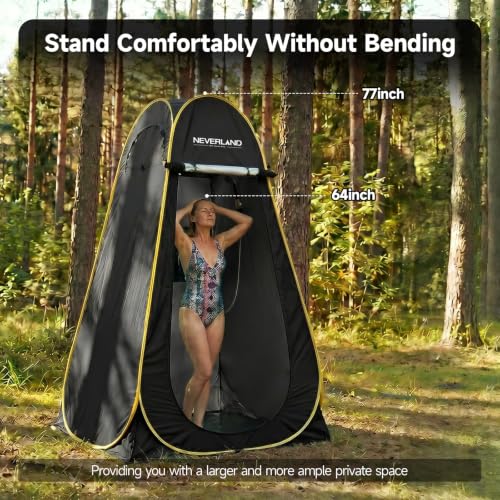 Black Pop Up Privacy Shower Tent for Camping 47x47x77 Inch