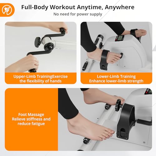White Arm Leg Pedal Exerciser Bike - Adjustable Fitness Equipment for Seniors