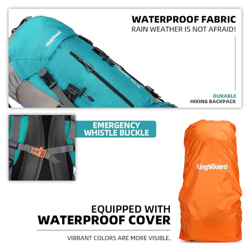 70L Waterproof Hiking Backpack with Rain Cover - Blue Variation