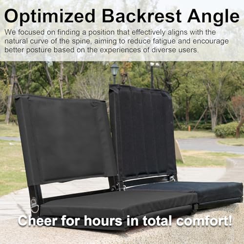 Black 2-Pack Stadium Seats with Back Support, Cushions & Storage