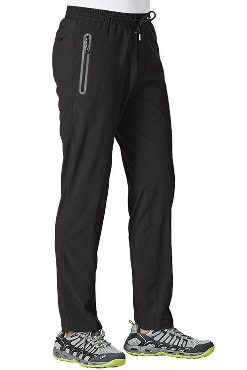 TBMPOY Men's Lightweight Hiking Travel Pants Athletic Outdoor Sports Elastic Waist Water Resistant Sweatpants 2 Pockets 4XL