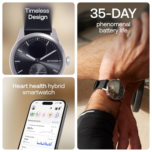 Withings ScanWatch 2 42mm Black Hybrid Smartwatch with Heart Rate & Sleep Tracking