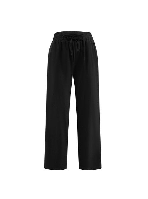 Ecolala Girls Loose Straight Leg Sweatpants High Waisted Baggy Joggers with Drawstring Black 13-14Y