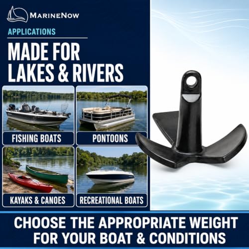 18 lb Vinyl-Coated Cast Iron River Anchor for Freshwater Boats - Durable & Tangle-Free