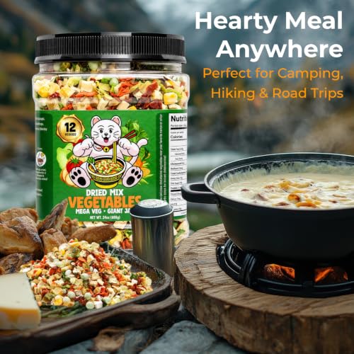 24oz Dehydrated Mixed Vegetables - 12 Varieties, Quick Rehydrate, Bulk Jar