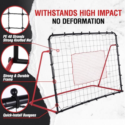 Zealfeel 6x4ft Soccer Rebounder Net with Adjustable Angles - Training Frame for Soccer Practice