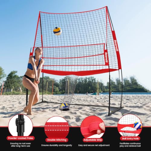 Bearwill 11x8FT Volleyball Practice Net with Adjustable Height & Portable Design