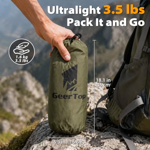 GEERTOP Green Camping Tarp 17x10 ft Waterproof Rain Fly for Outdoor Shelter