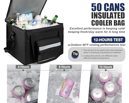 Large Insulated Cooler Bag for Food Delivery - 40.5 Quart Capacity