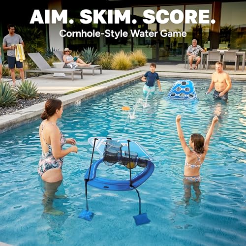 GoSports Splash Skip Versus Floating Pool Cornhole Game with 2 Targets - Water Toss Game for Adults & Family