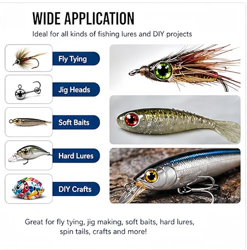Complete Lure Eyes Kit 876Pcs - 3D/4D/5D Dome Eyes with Tweezer for Fly Tying & DIY Bait Making