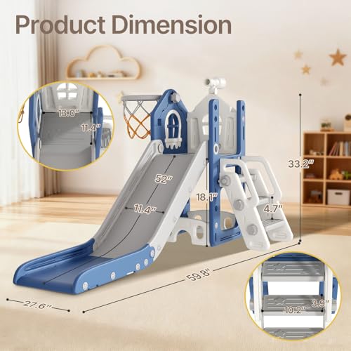 BIERUM 6-in-1 Toddler Indoor & Outdoor Playset Blue for 1-3 Year Olds